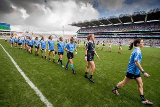 The Dublin players parade