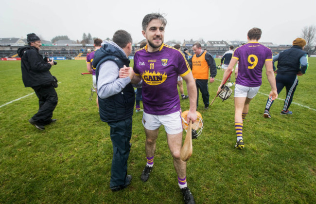 Davy Fitzgerald celebrates with David Redmond after the game