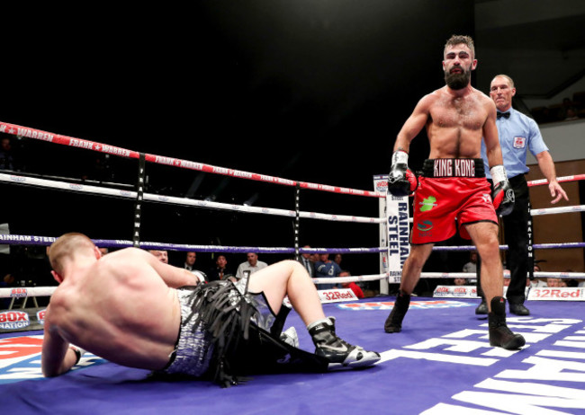 Jono Carroll (red) in action against Johnny Quigley