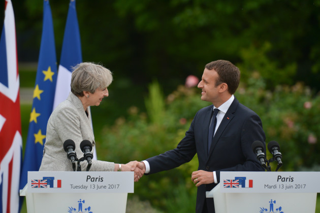 Emmanuel Macron hosts Theresa May in Paris for hard talks on Brexit