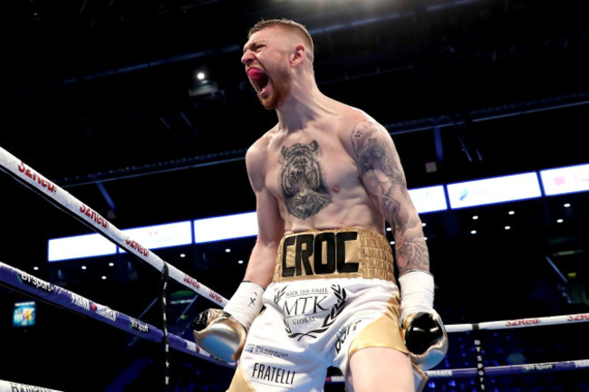 Lewis Crocker celebrates his victory