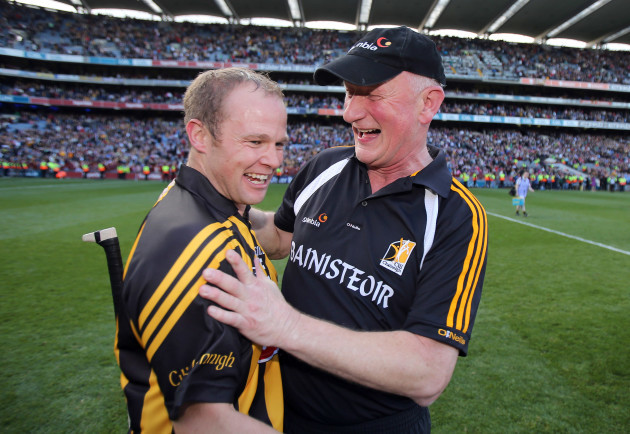 Brian Cody celebrates with Tommy Walsh