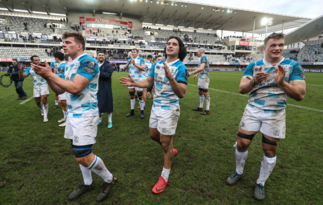 Josh van der Flier, James Lowe and Jack Conan after the match