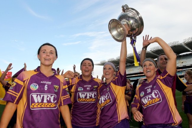 Mary leacy, Una Leacy, Karen Atkinson and Coleen Atkinson clebrate with the trophy