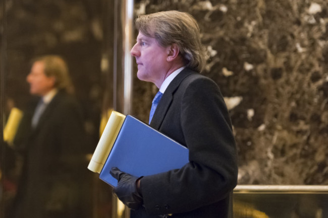 Attorney and United States Federal Election Commission member Don McGahn seen at Trump Tower lobby