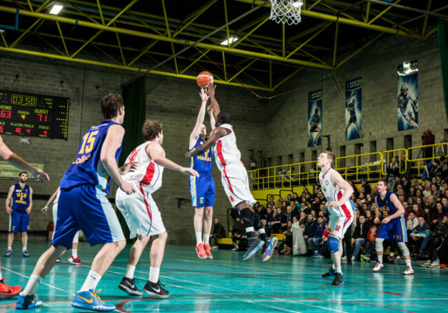 Dan James attempts a shot