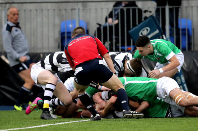 Aaron Coleman scores the first try