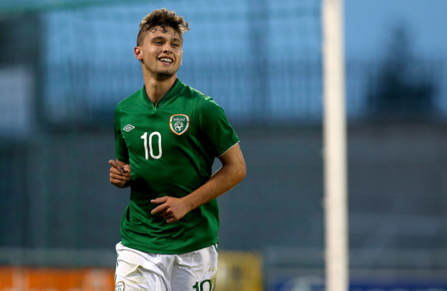 Eoghan Stokes celebrates scoring