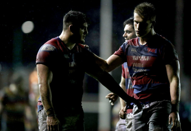 Vak Abdaladze and Cormac Daly dejected at the end of the game