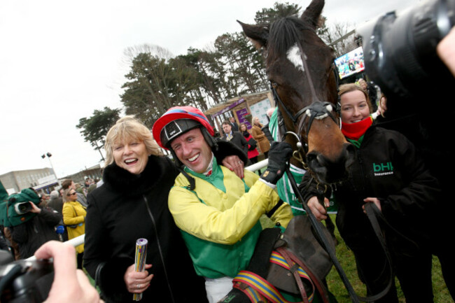 Jessica Harrington and Robbie Power celebrate winning with Supasundae