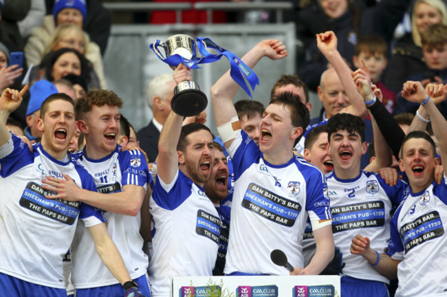 Knocknagree's players celebrate at the end with the trophy