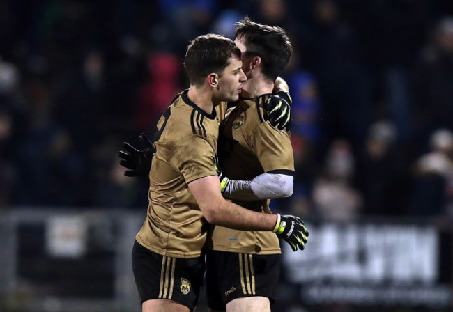 Kerry players celebrate at the final whistle