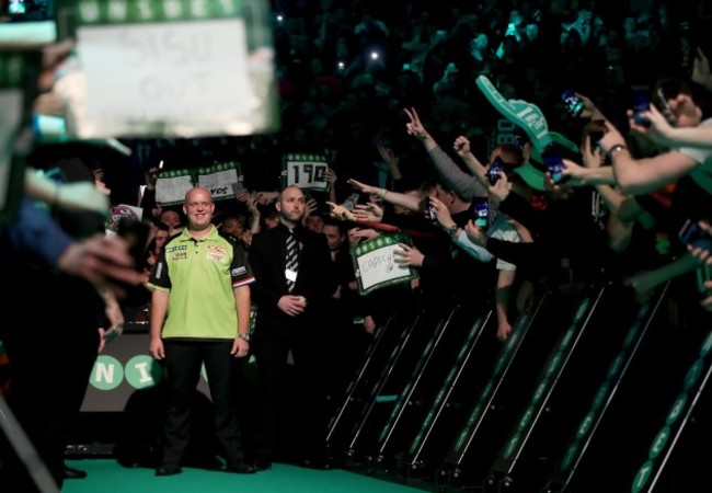 Michael van Gerwen makes his walk to the stage