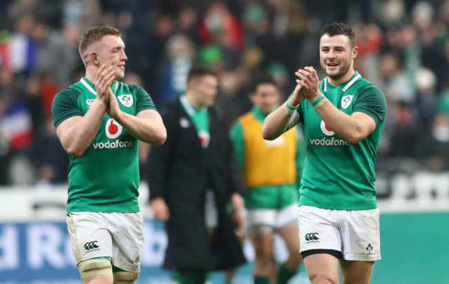 Dan Leavy and Robbie Henshaw celebrate