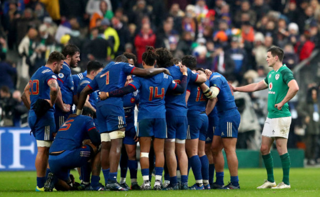 Johnny Sexton consoles the French team