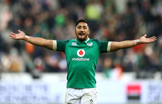 Bundee Aki celebrates after the game