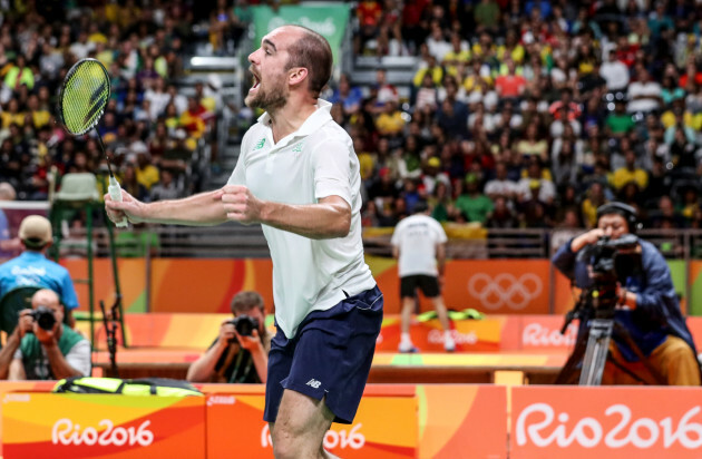 Scott Evans celebrates