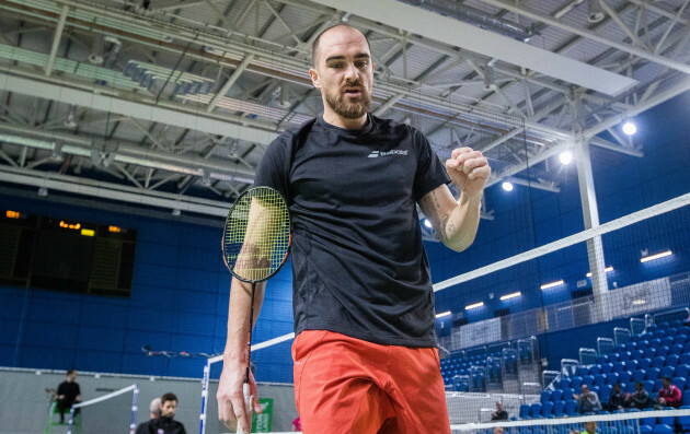 Scott Evans celebrates a point