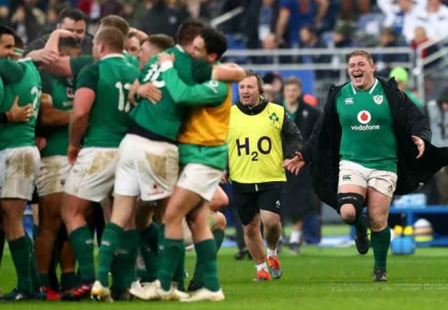 Tadhg Furlong celebrates