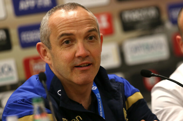 Conor O'Shea during the post match press conference