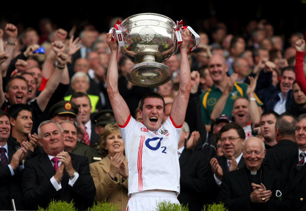 Graham Canty lifts the Sam Maguire cup