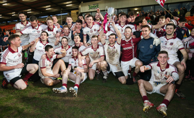 Slaughtneil's players celebrate winning