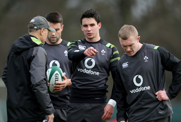 Joey Carbery with Joe Schmidt, Conor Murray and Keith Earls