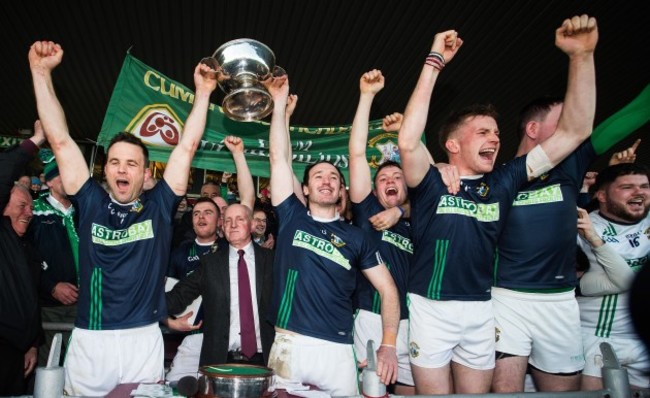 Liam Mellows celebrate winning the Tomas Callanan Cup