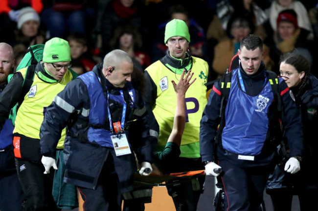 Ciara Cooney is stretchered off with an injury