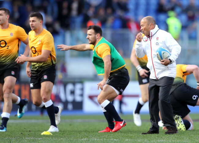 Eddie Jones during the warm up
