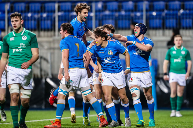 Tommaso Coppo celebrates with teammates