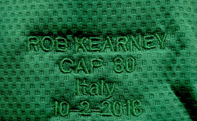A view of Rob Kearney's jersey ahead of the game