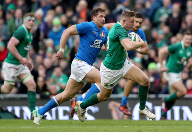Jordan Larmour makes a break
