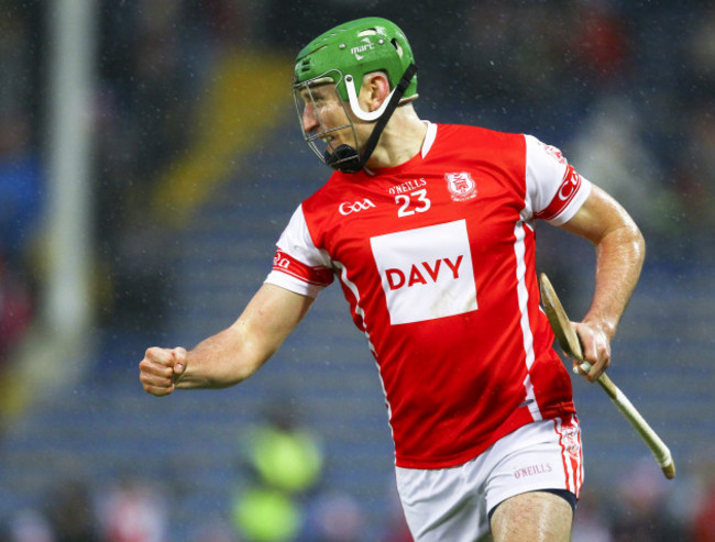 Cuala's Brian Fitzgerald celebrates scoring a goal