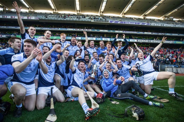 Na Piarsaigh players celebrate with the cup