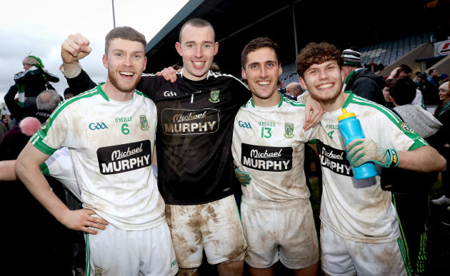 James Murray, Tom Kinsella, Eanna O'Connor and Sean Healy celebrate after the game 17/12/2017