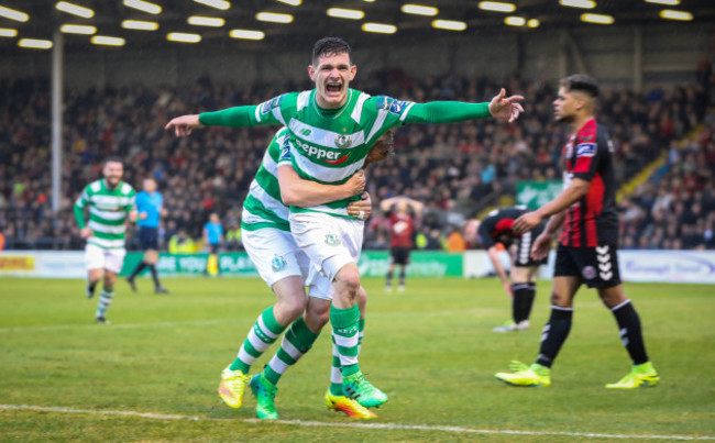 Trevor Clarke celebrates scoring