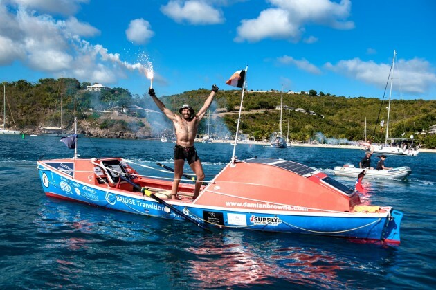 Solo Irish rower Damian Browne at the finish line of the Talisker Whisky Atlantic Challenge CREDIT TED MARTIN 2_preview