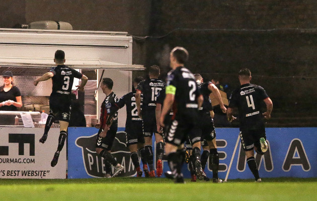 Bohemians players celebrate their second goal
