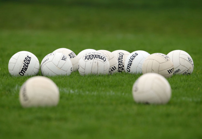 General view of Gaelic footballs