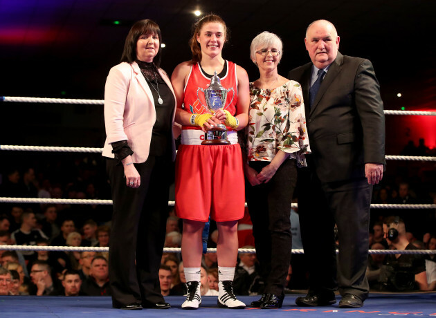 Grainne Walsh with the late Jimmy McGee's daughter Linda and Dominic O'Rourke