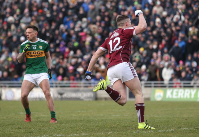 Eamonn Brannigan celebrates scoring a goal