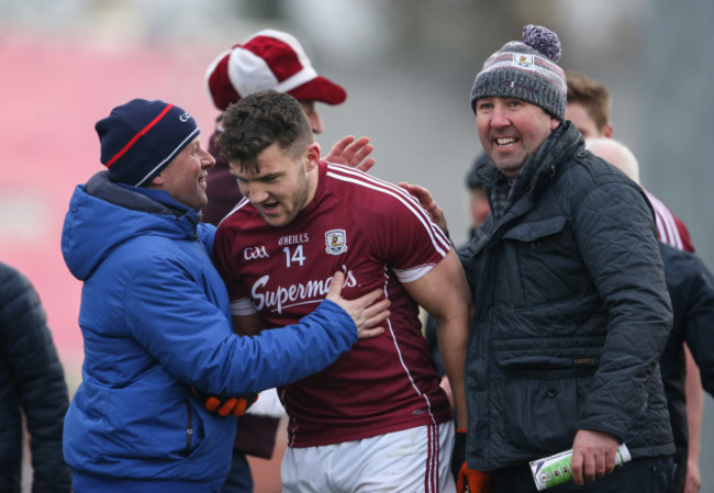 Supporters congratulate Damien Comer after the game