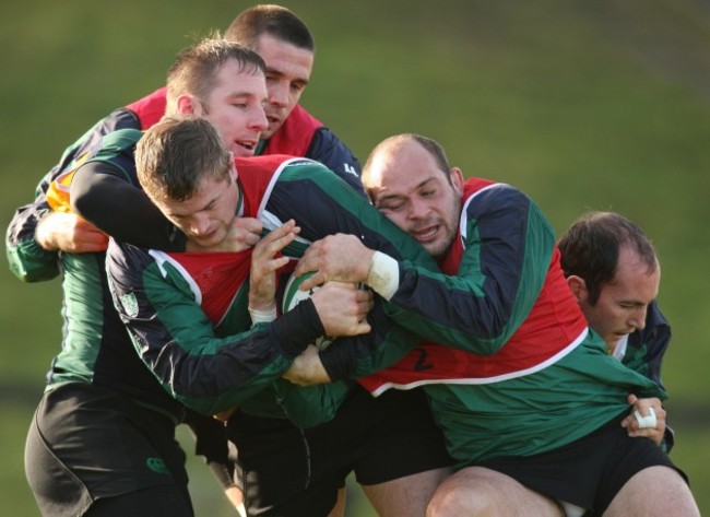 Jamie Heaslip with Tomas O'Leary, Alan Quinlan, Rory Best and Girvan Dempsey