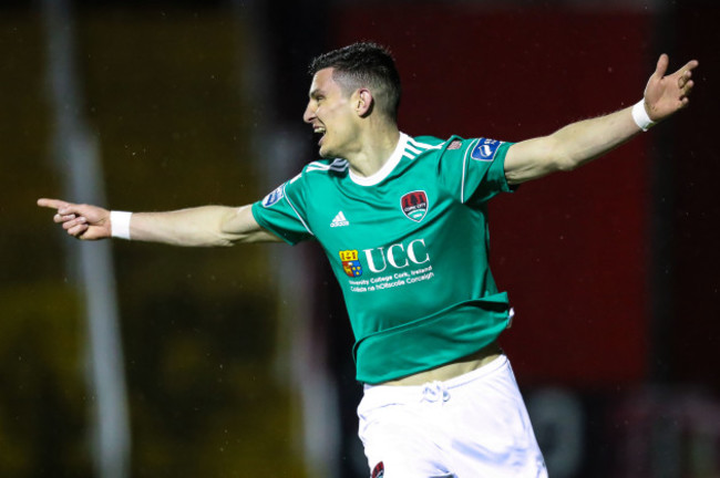 Graham Cummins celebrates after scoring a goal