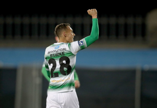 Graham Burke celebrates scoring a goal