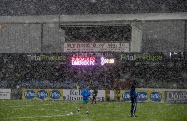 The scene in Oriel Park before kick off tonightv