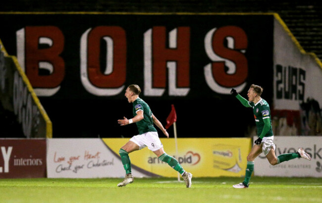 Ronan Curtis celebrates scoring his sides first goal