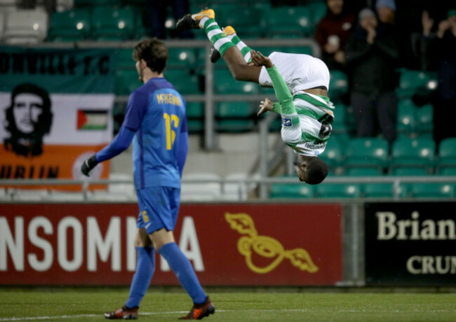 Dan Carr celebrates scoring a goal