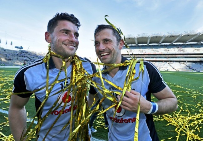 Bernard Brogan celebrates winning with his brother Alan Brogan